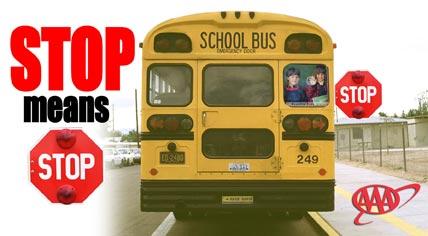 Stop Means Stop logo with school bus