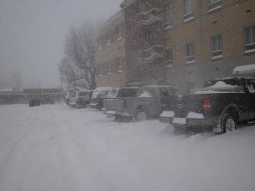 vehicles parked outside the Emergency Operations Center