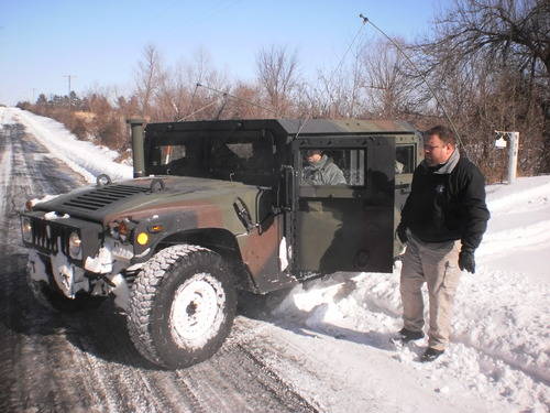 Guard vehicle parked on the side of the road