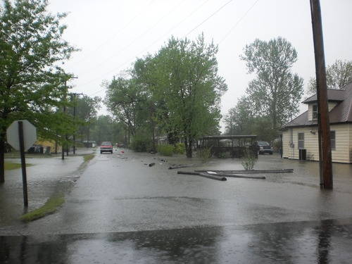 Flooding along residential street