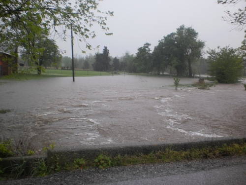 Flood waters on the street