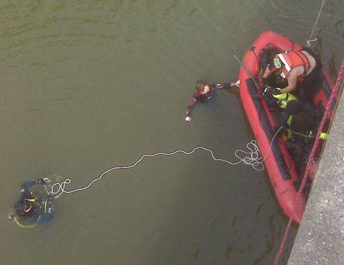 Newton County Rescue and Recovery team in the water